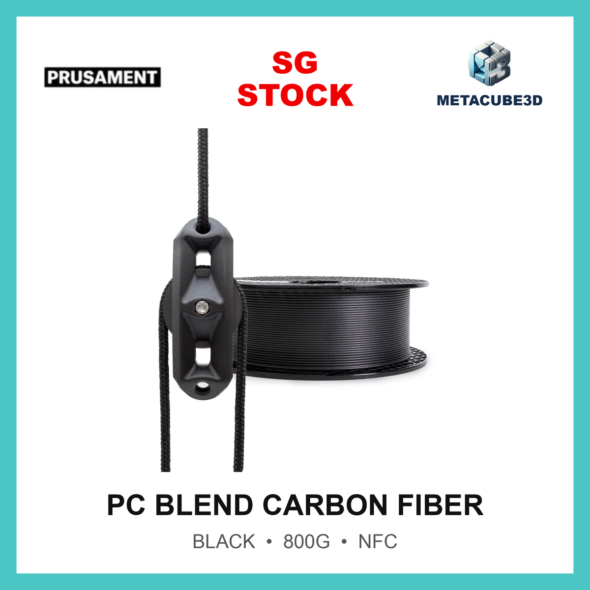 Prusament PC Blend Carbon Fiber Black 800g (NFC) — SG Stock — MetaCube3D cover