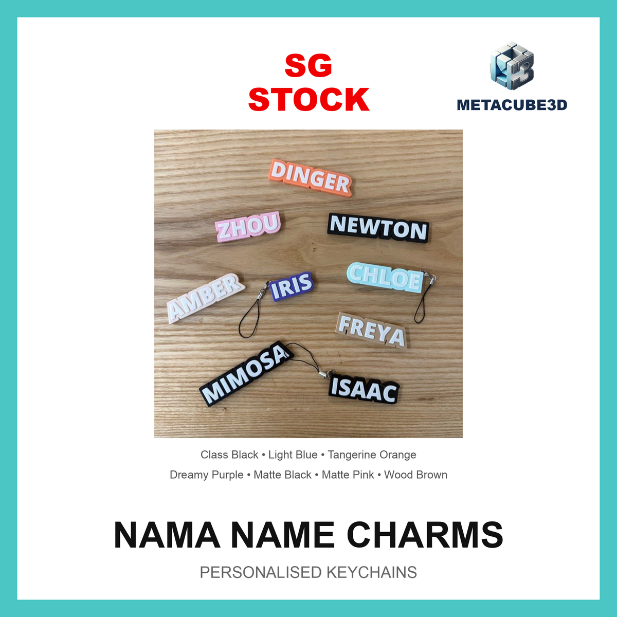 Personalized bag charms / key chains (NAMA Series) — SG Stock — MetaCube3D cover