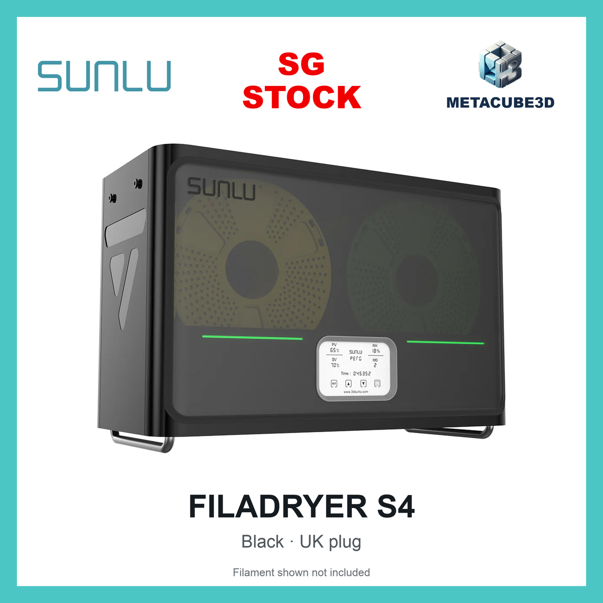 Sunlu S4 Filament Dryer for 3D Printer (Bambu Lab X/A/P, Prusa MK3/S+/4, Creality Ender — SG Stock — MetaCube3D cover