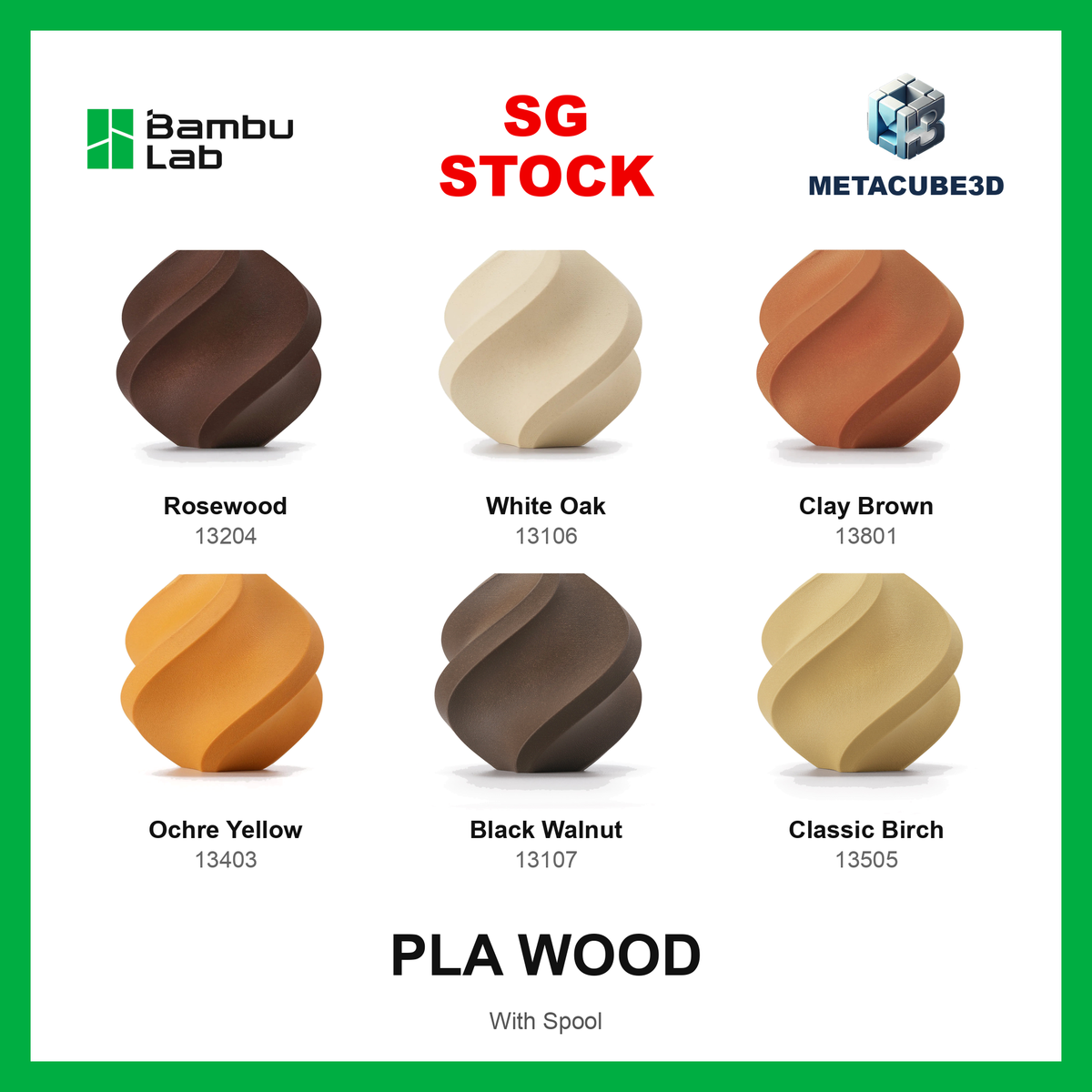 [SG Stock] Bambu Lab PLA Wood Filaments for 3D Printers (X1/A1/P1, Prusa, Ender) — SG Stock — MetaCube3D cover